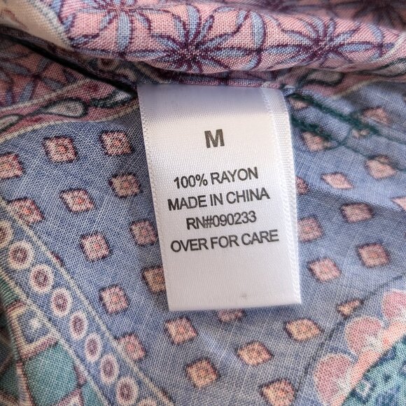 PACSUN Shirt Men's M Multicolor Abstract Short‎ Sleeve Loop Camp Collar Rayon - Picture 12 of 15